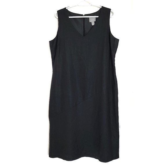 Old Navy Dresses & Skirts - Old Navy Sleeveless Linen Collection Midi Shift Dress w/V-Neck in Black sz 18